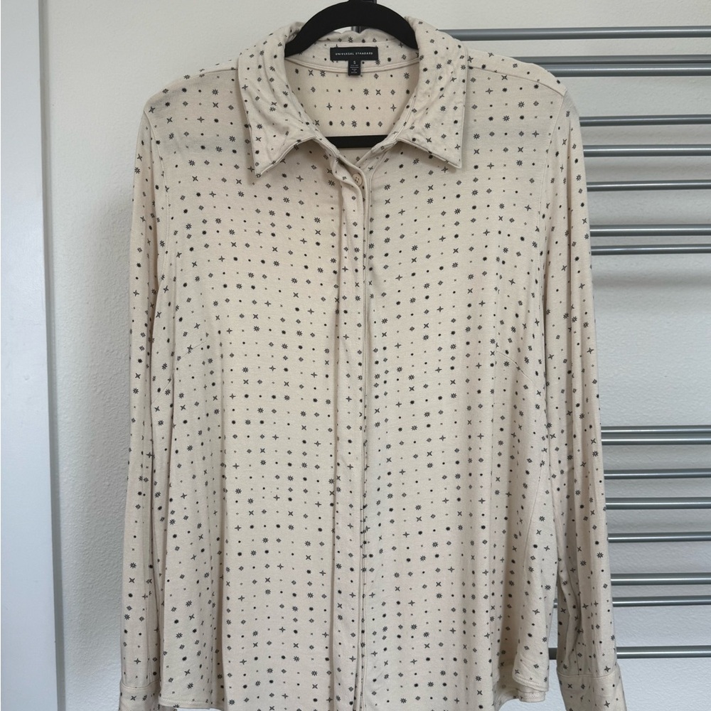 Universal Standard Cream Star Print Blouse
